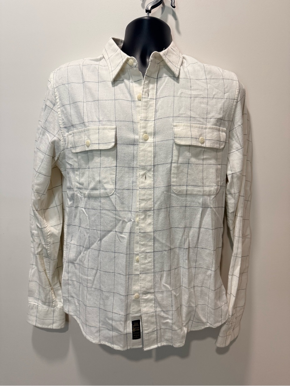 Lucky Brand White Button-Down Windowpane Shirt